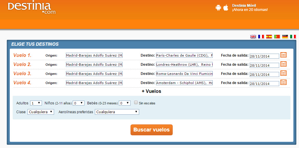 destinia vuelos con multiples destinos