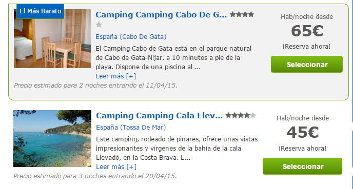 campings online España 2016