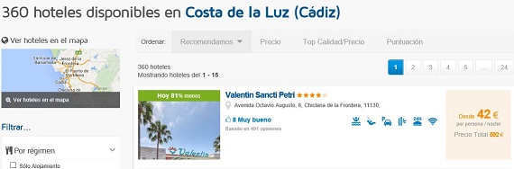 hoteles de playa Cádiz