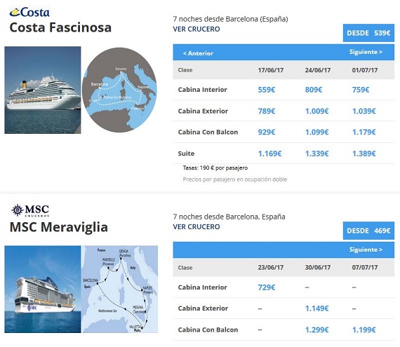 cruceros julio mediterraneo