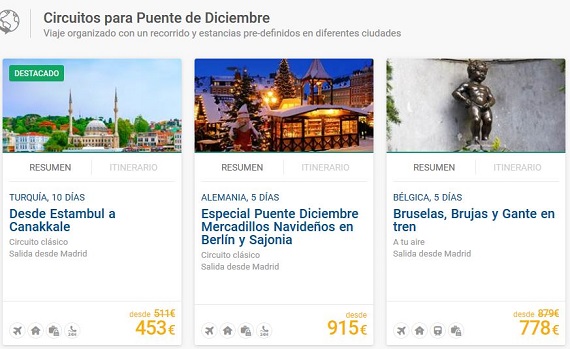 circuitos puente de diciembre ofertas