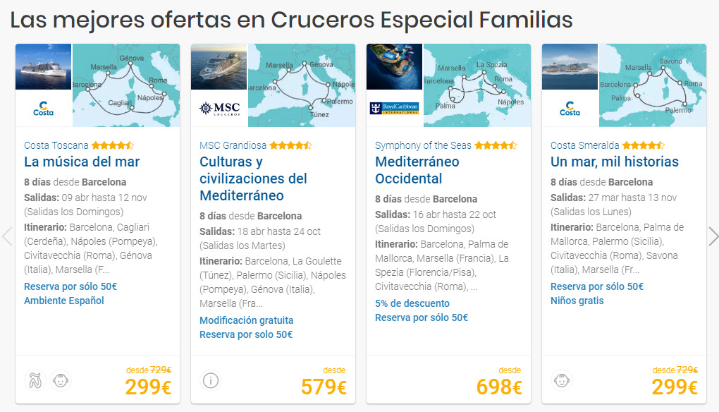 Crucero en familia Semana Santa con niños gratis