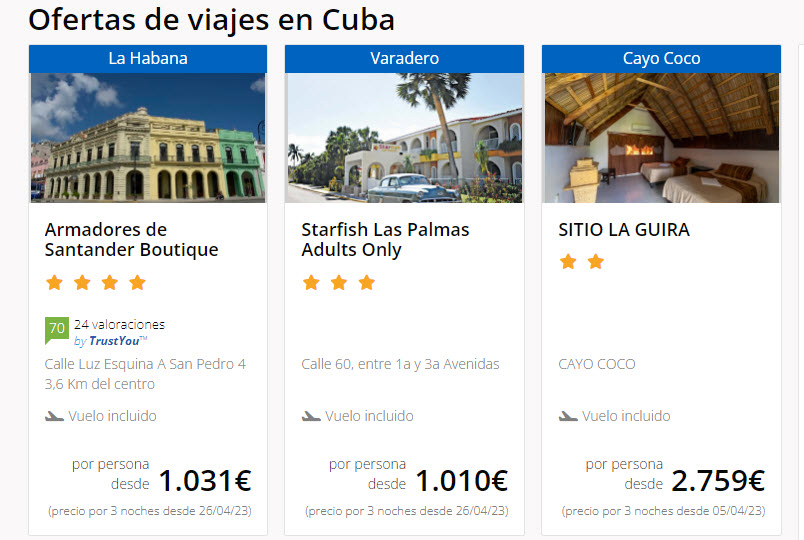 precio vacaciones Cuba Semana Santa