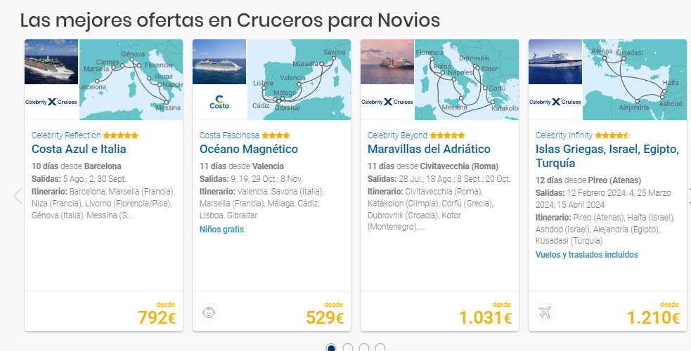 Cruceros Viajes de Novios baratos