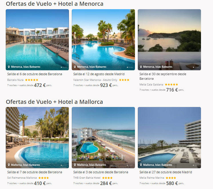 Ofertas Vuelo mas Hotel último minuto a las Baleares