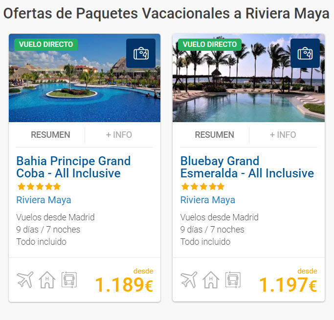 Paquetes de vacaciones todo incluido Riviera Maya