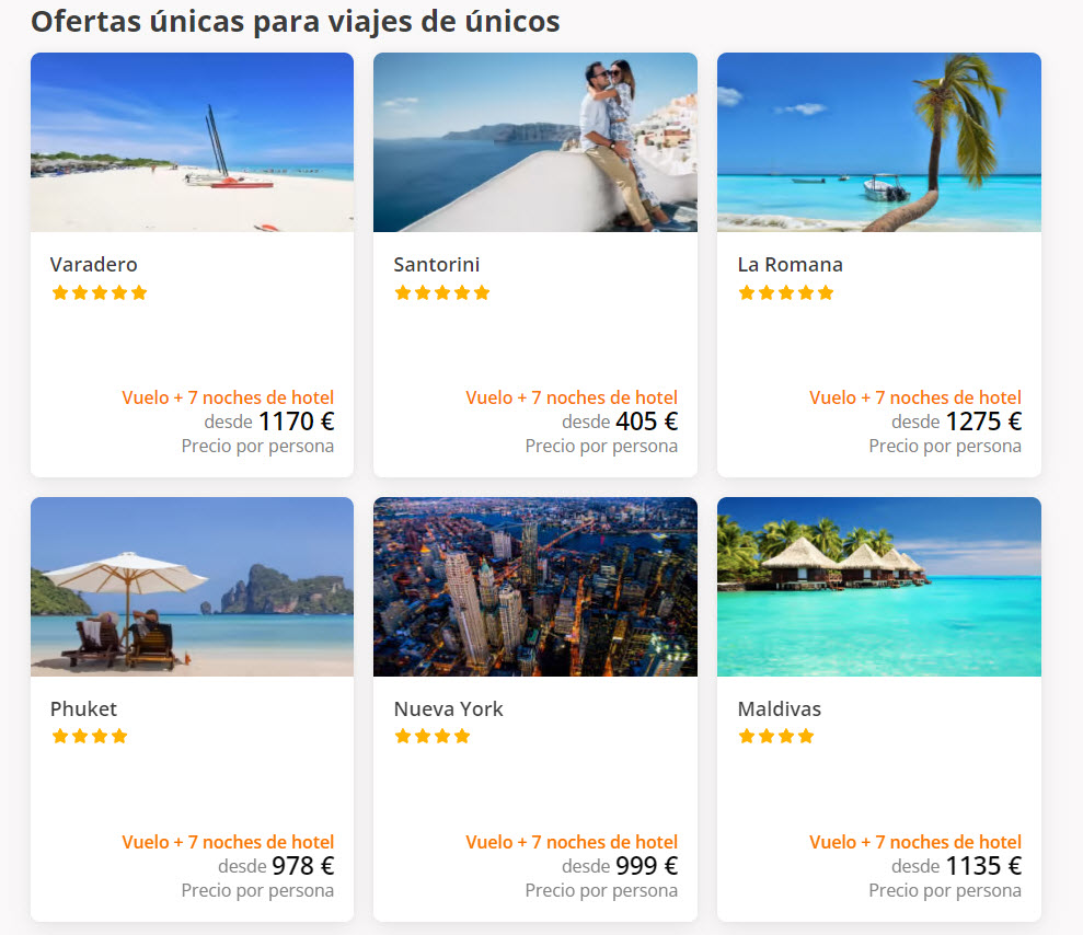 Viajes de Novios de última hora